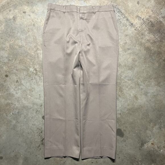 Vintage 70s Flexseal Tan Trouser Pants 34x28 - Picture 1 of 4